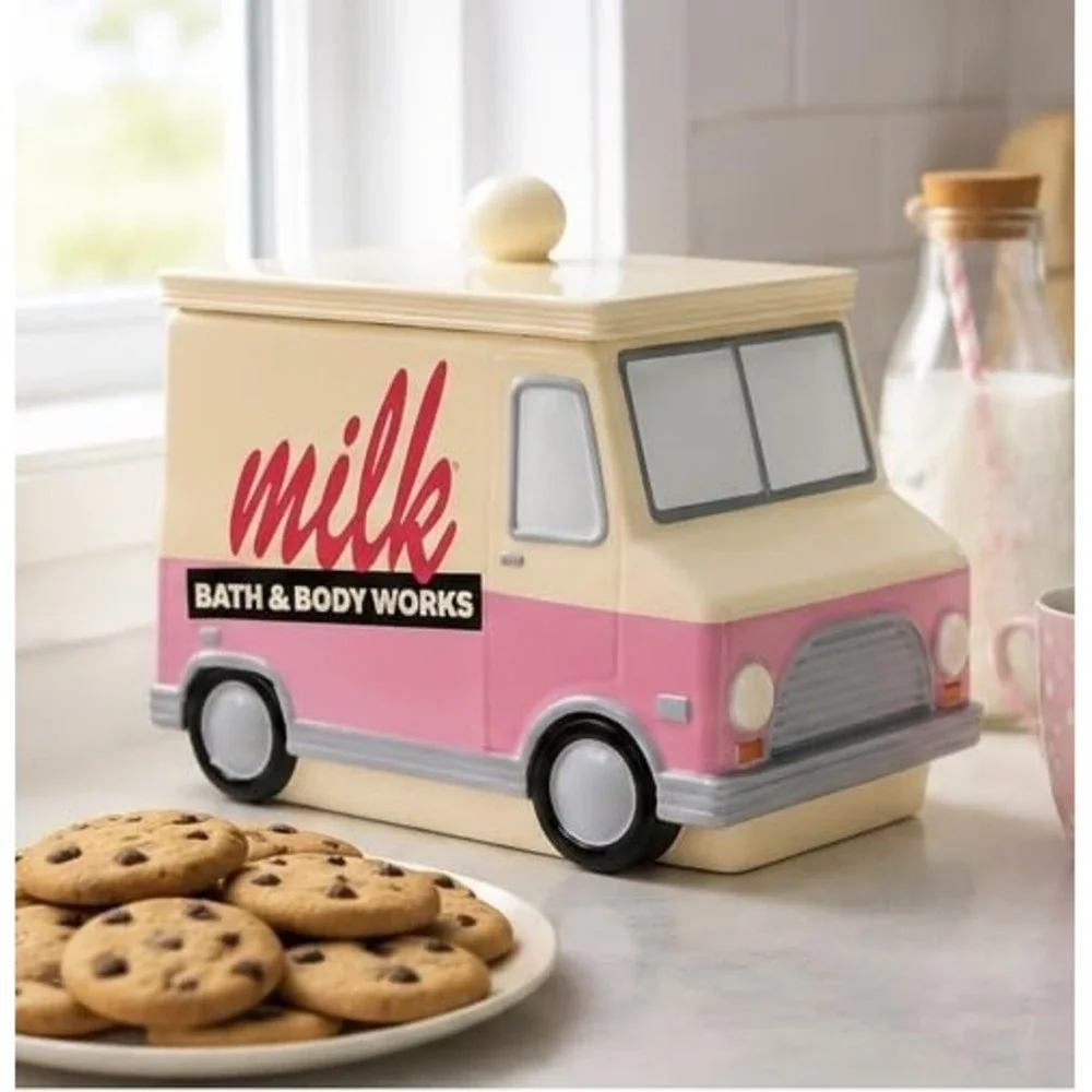 Bath & Body Works Cookie Jar Unisex OS White NEW Milk Bar Truck Ceramic